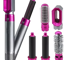 PINK/PRATA- escova secador de cabelo 5 em 1 multifuncional 110v
